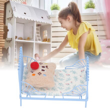1:12 Miniature Bed, Blue Flower, 11.5x7x8 cm