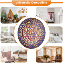 Lotus Flower Mandala-KonstväGg, Lotus Flower Mandala MetallväGg för Rumsdekoration Bohemisk VäGgkonst (A)