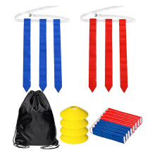 Flaggen-FußBall-Set - 14-Teilige GüRtel mit 42 Flaggen (21 Rote und 21 Blaue Flaggen), 4 HüTchen, Erwachsene, Jugend-FußBallgüRtel