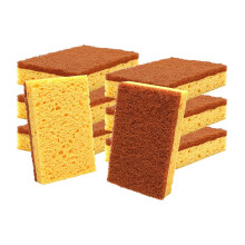 Natural Plant Based Scrub Sponge 8 Pack, Fiber Scrubber Sponge with Non Scratch Biodegradable Compostable Sponges