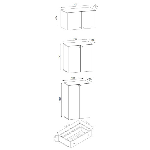 (Chipboard, White) Office cupboard file cabinet Lona 5-Piece AS 2