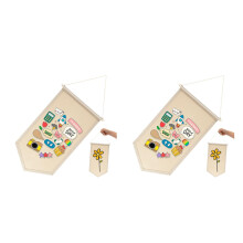 2Stk Halter Wand Banner Aus Canvas Holz Beige