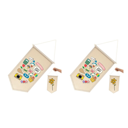 2Stk Halter Wand Banner Aus Canvas Holz Beige