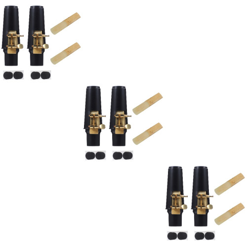 6Sets Altsaxophon Mundstück Kit Mit Kappe Und Blättern Schwarz