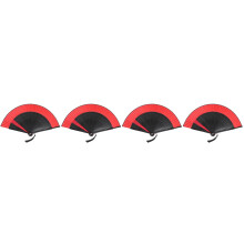 4St Retro Opvouwbare Handwaaier Rood Stevig Bamboe En Decoratieve Stof
