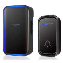 Waterproof Wireless Doorbell Button Receiver Remote Intelligent LED Light Home Door Bell Wireless Chime US Plug