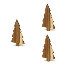 3Pcs Beige Wood Christmas Tree Shaped Cutting Boards for Food Serving