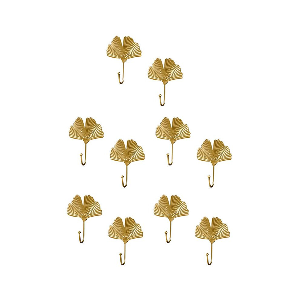 10X Coat Hooks Gold Hanging Holder For Key, Decorative Leaves Metal Hooks Wall Mounted Hooks Hanger 4711867514420
