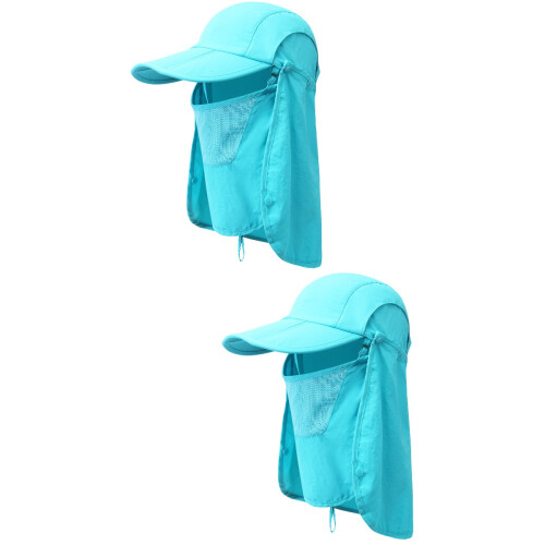 2Stk Multifunktionaler Blauer Outdoor Sonnenhut Und 2