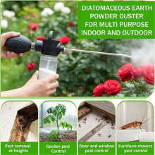 Diatomaceous Earth Powder Duster with Adjustable Nozzles, 150ml Capacity, Extends 11inch-26inch