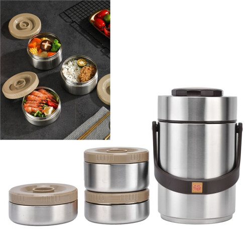2000ML Vacuum Insulation Lunch Box Stainless Steel Portable Easy Using 3 Layer Thickened Vacuum Insulated