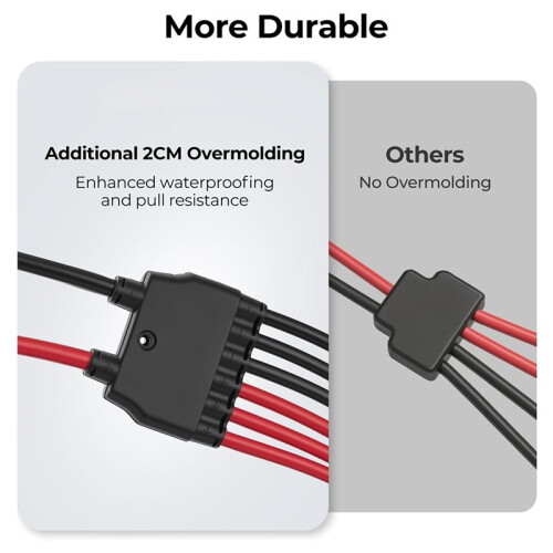 Solar Parallel Connectors, 2-3 Panels, 10AWG Y Branch Adapter Cable, Waterproof 2