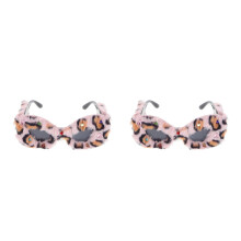 2Stk Plüsch Cat Eye Brille Damen Retro Leopard Kostüm Party Accessoire