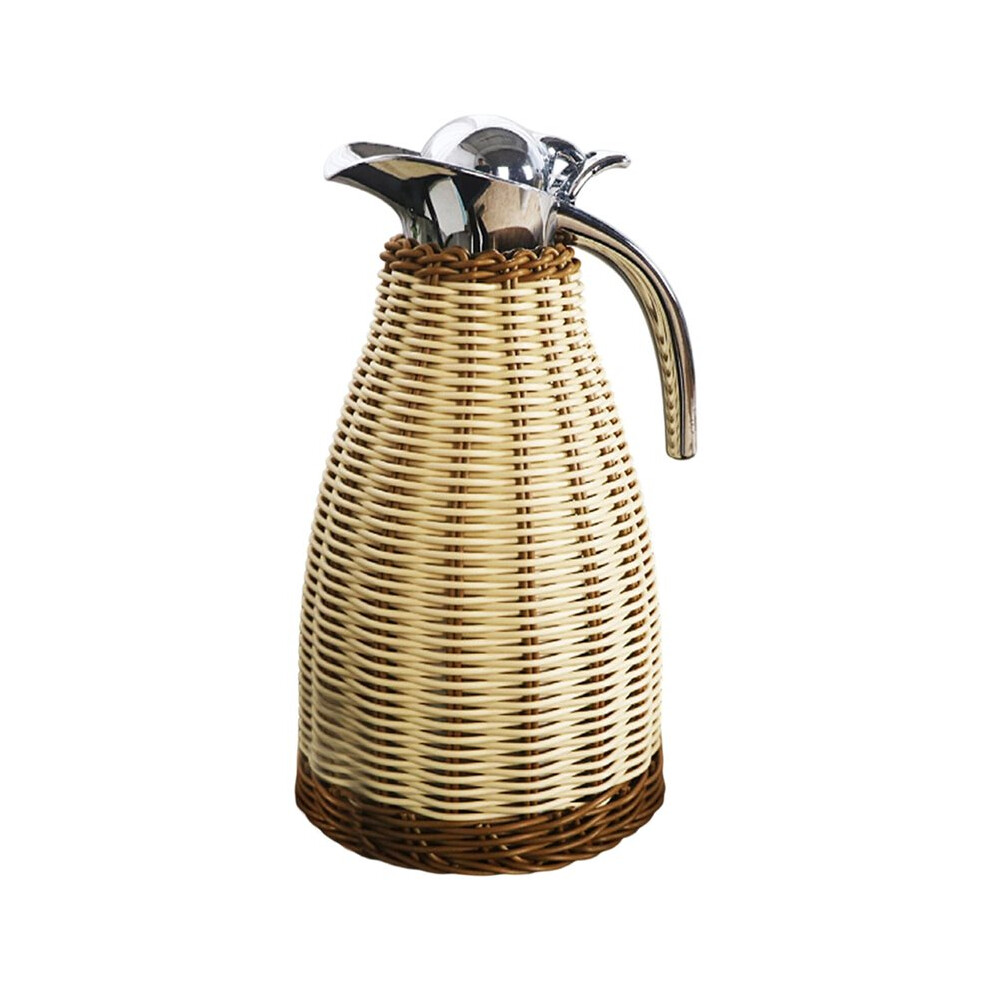 Saudism Bamboo Woven Handmade Bamboo Traditional Kettle Stainless Steel Liner Decorative Kitchen Hot Water Tool 2L D