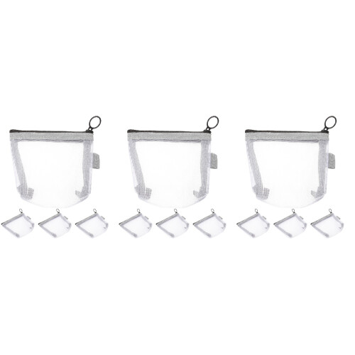 12Stk Mesh Kosmetik Organizer Nylon Mit Reißverschluss Bunt