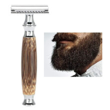 1Set Classic Bamboo Handle Safety Manual Double Shaving Shaving Barber Razors T-Shaped for Men