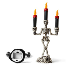 Skull Candlestick LED Candle Holders Flameless Candles Holder Stand Horror Props Halloween Decoration House Decor