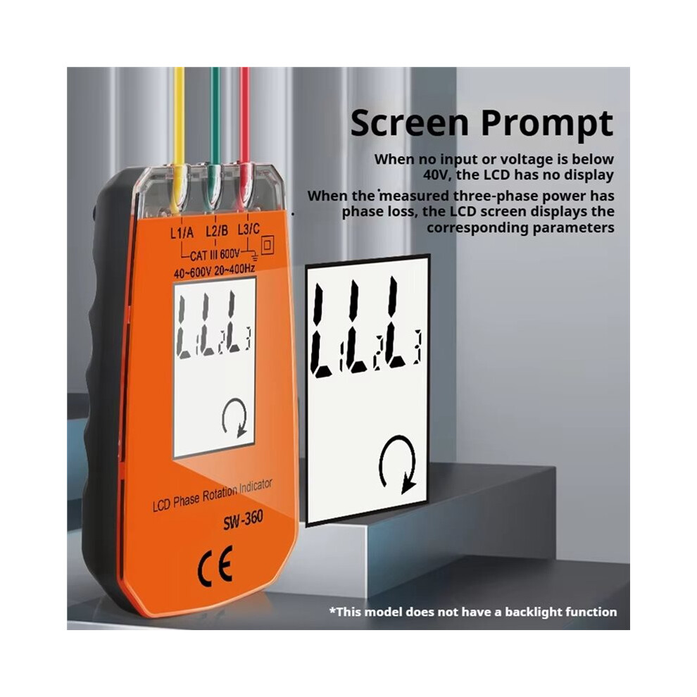 SW360 Phase Sequence Tester, 3-Phase AC Rotation Meter, Voltage/Current ...