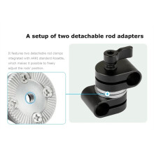 HDRIG Adjustable 15mm Dual Rod Adapter with for Rosette Standard 15mm Rod/Pole/Tube for Handgrip/Monitor/LED Light