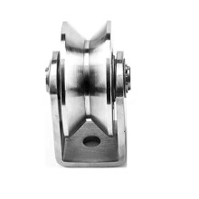 2Pcs 2 Inch V Type Pulley Roller 304 Stainless Steel Sliding Gate Roller Wheel Bearing for Material Handling and Moving
