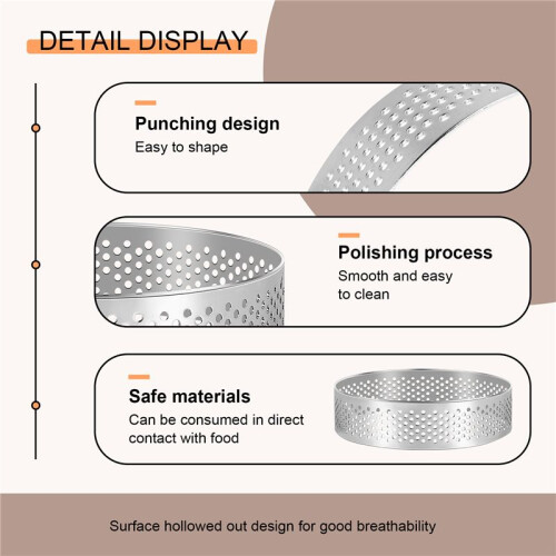 15 Pack Stainless Steel Tart Ring, Heat-Resistant Perforated Cake Mousse Ring, Round Ring Baking Doughnut Tools 1