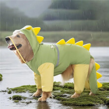 Impermeable para Perros Grandes con Diseño de Dinosaurio, Ideal para Golden Retrievers y Otras Mascotas. Ropa Impermeable de Verano para Mascotas con
