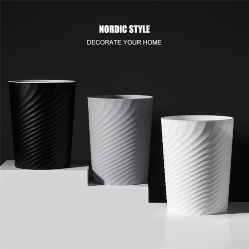 Plastic Small Trash Can Wastebasket, Garbage Container Basket for Bathrooms, Kitchens, Offices, Dorms, (White) 2
