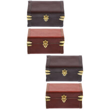 4Stk Koffer Holz Leder Deko Für Kinder Puppenhaus