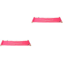 2Stk Fußstütze Hängematte Büro Pink Baumwolle Holz