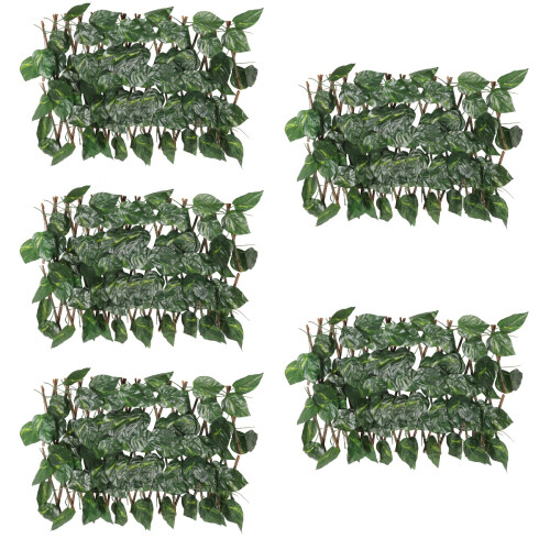 5Pièces Mur Végétal Artificiel Vert Bois Plastique