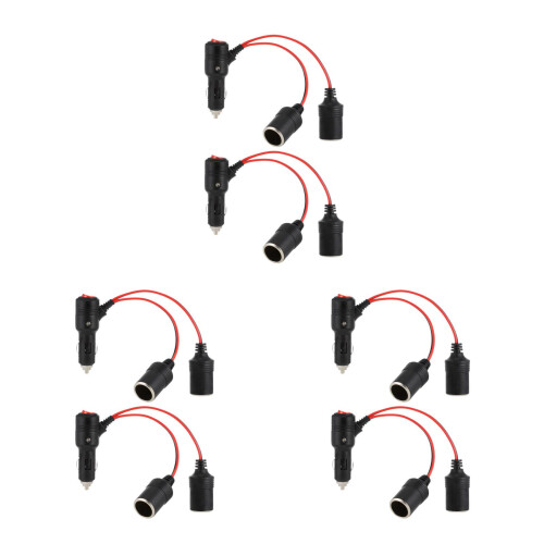 6Pcs Black ABS Car Lighter Splitter with Dual Socket /off Switch