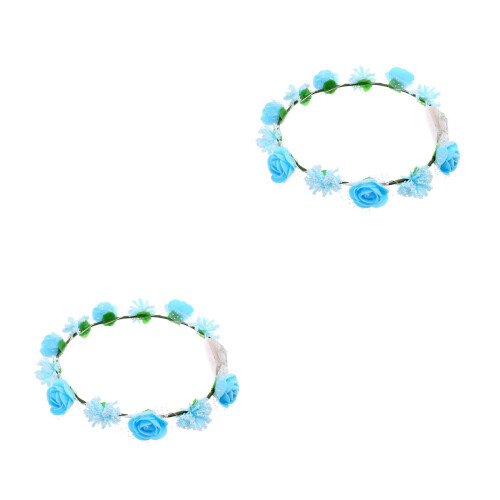 2Pièces Rosa Lei Bleu, Headband Graduation Hawaiienne
