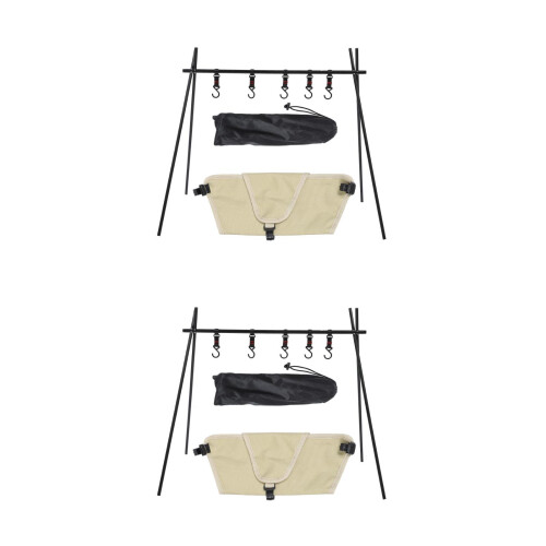2Sets Corrosion-Resistant Aluminum Camping Hook Rack Folding Tripod