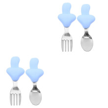 2Sets Baby Essbesteck, Silikon- Gabel, Ergonomisch
