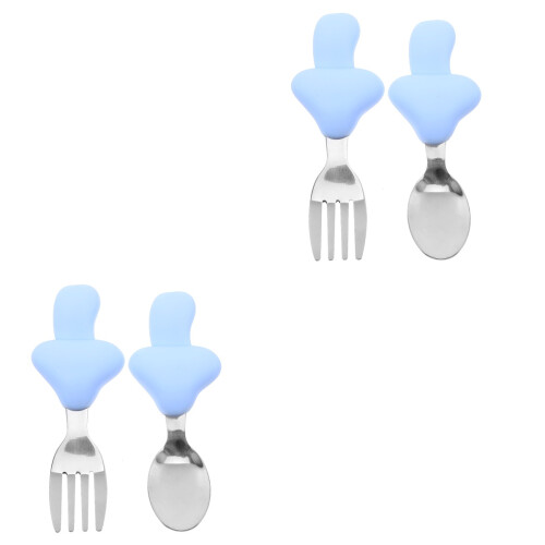 2Sets Baby Essbesteck, Silikon- Gabel, Ergonomisch