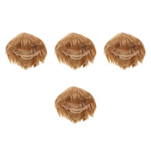 4 Pièces Perruque Courte Bouclée En Fibre Synthétique Pour