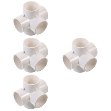 8Pcs PVC 5-Way Pipe Connectors White for DIY Storage Frame & Shed