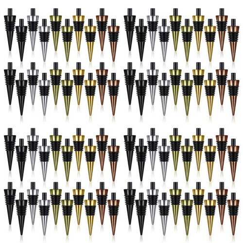 80Pieces Blank Bottle Stopper with Threaded Post Metal Wine Stopper Inserts Set Hardware for Wood Turning DIY Project