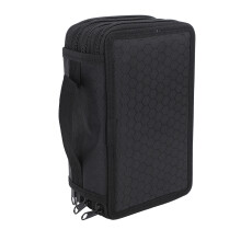 Schwarze 4-Schicht-Bleistiftetui mit 72 Fächern, Oxford- & PVC-Organizer