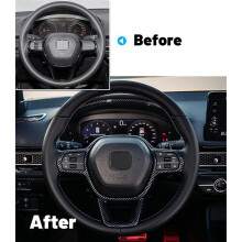 Steering Wheel Cover Trim Interior Decoration for 11Th 2022 2023 CRV 2023 Accessories - ABS Carbon Fiber