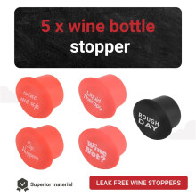 5 Piezas Divertidos Tapones para Vino, Perfectos Como Accesorios para Vino o Regalos de Vino para Mujeres, Juego de 5 Divertidas Botellas de Vino de