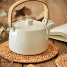 6Pcs Drink Coasters Set for Tea Accessories Round Tableware Placemat Dish Mat Rattan Weave Cup Mat Pad Diameter 10 cm