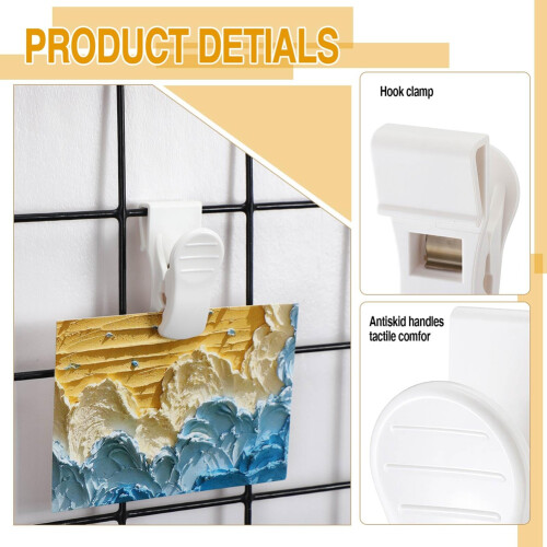 16Pcs Gridwall Accessories Grid Wall Hooks Clips Hanging Display Sign Holder Panel Wall Wire Rack Clips for Retail,Home 2
