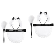 2Sets Maid Verkleidung Zubehör Kopfschmuck Schürze Staubwedel