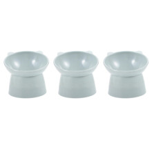 3Pcs Light Grey Raised Cat Bowls Plastic Tilted Food and Water Dishes