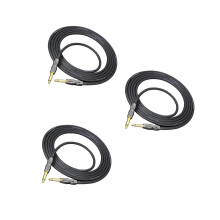 3Stk Profi Audio-Kabel Schwarz Für E-Gitarre Mit Bester Signalqualität