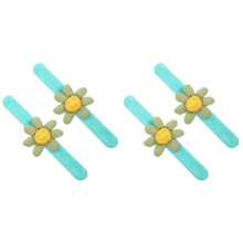 4Stk Cartoon Plüsch Sonnenblume Slap Armbänder Grün Für