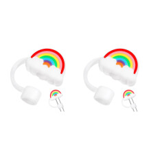 2Pièces Embouts Silicone Décoratifs Arc-En-Ciel Réutilisables