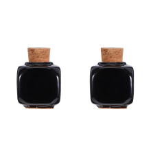 2Stk Leichte Maniküre Flasche Keramik Schwarz Mit Holz Kork, Kompakt