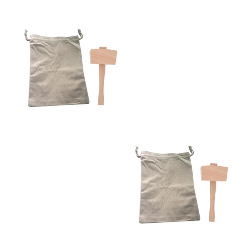 2Ensembles À Glace Robustes En Canvas Maillet En Bois Coloré